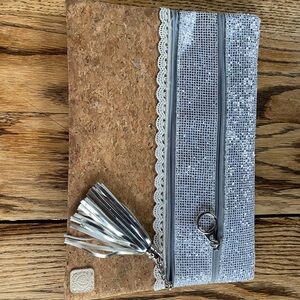Silver Mesh Clutch with Tassel